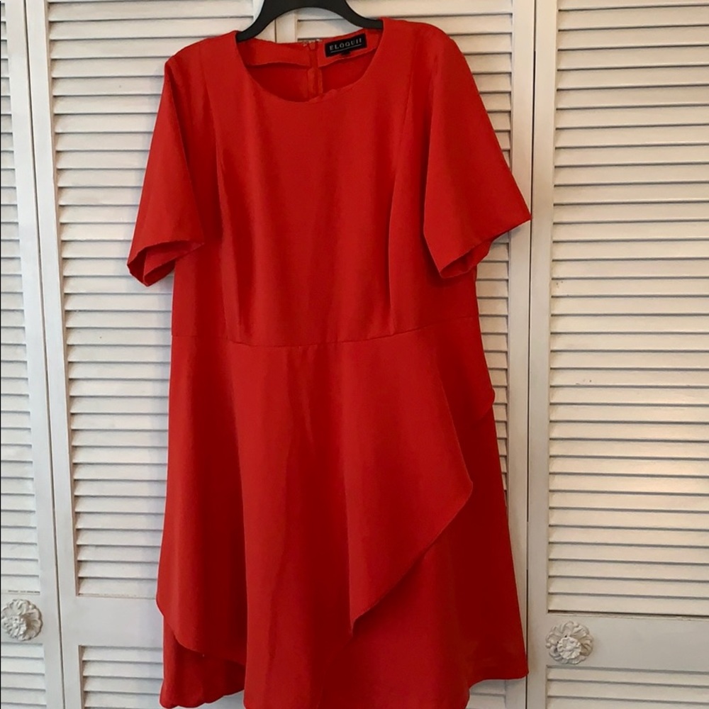 Eloquii Short Sleeve Dress with Skirt Overlay - Picture 4 of 5